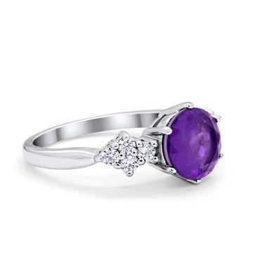 Art Deco Solitaire Wedding Ring Simulated Amethyst CZ 925 Sterling Silver